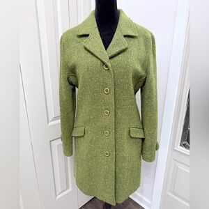 Jonathan Michael Green Tweed Button Front Coat – Size 14 – Made in USA